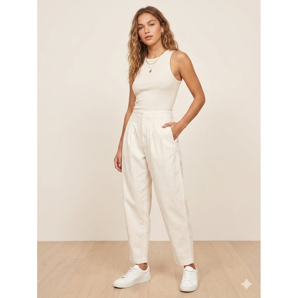 Abercrombie & Fitch Pants Women 4R White Pleated Tapered HR Chino Trousers
